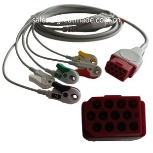 লেডওয়ায়ার্স, এএএচএ, 5-লিড, স্ন্যাপ, রেড 12 পিনের সাথে সামঞ্জস্যপূর্ণ বিওনেট বিএম 3 বিএম 5 ওয়ান পিস ইসিজি কেবল